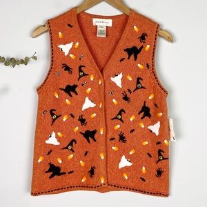 Susan Bristol Orange Halloween Sweater 